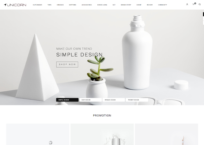 유니콘 종합 쇼핑몰 템플릿 디자인 (카페24 기반)
